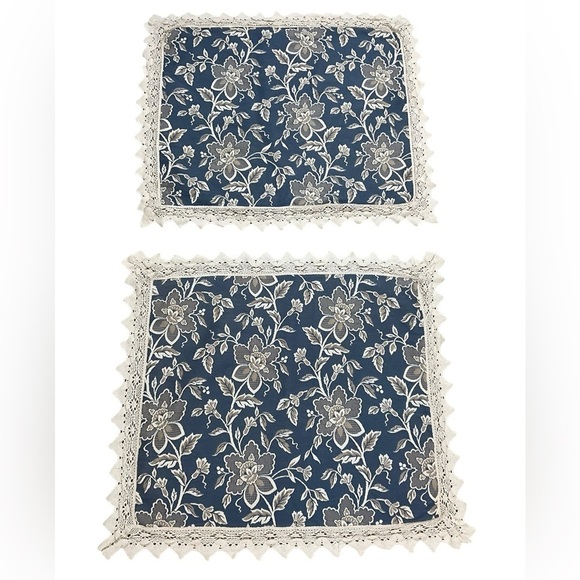 Floral with Lace Linen Source 100% cotton Pillow Shams 24” X 20.5” - Picture 1 of 9